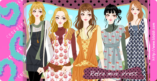 Retro Mini Dress 이전빠숑 코디