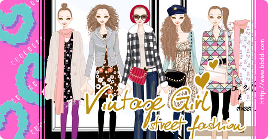 Vintage Girl Street Fashion 이전빠숑 코디