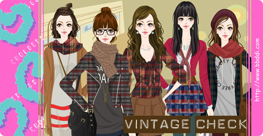 Vintage Check 이전빠숑 코디