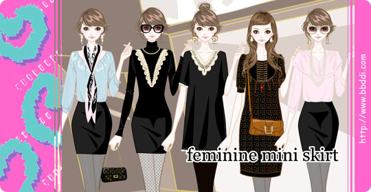 Feminine Mini Skirt 이전빠숑 코디