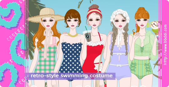 Retro-style Swimming Costume 이전빠숑 코디