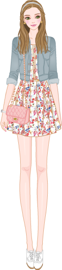 Pink& Flower Pattern Fashion model1