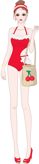 Retro-style Swimming Costume model1